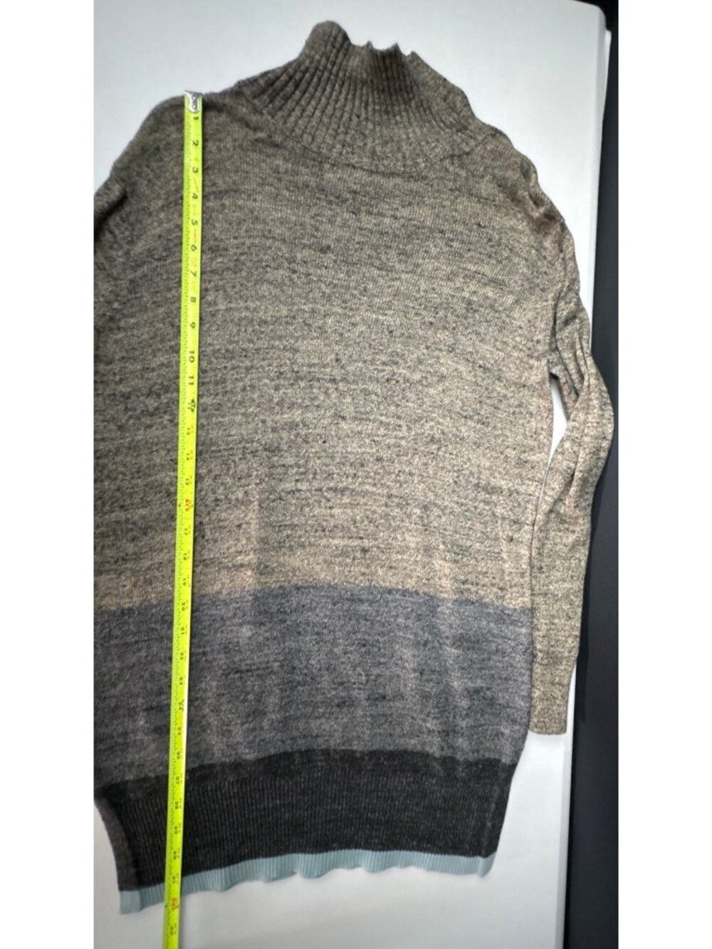 Women's Gap Stripe Snap Turtleneck Long Sleeve Sweater Tunic Gray Size Small - Picture 13 of 15